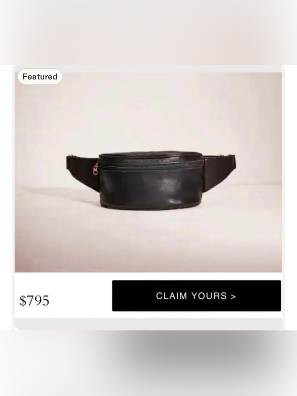 XS/S Vintage Coach Leather Canteen Waist Pouch Black
